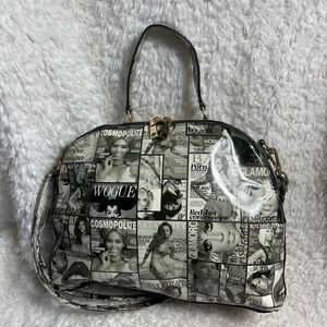 Glossy Magazine Black and White collage large dome Satchel/shoulder bag .